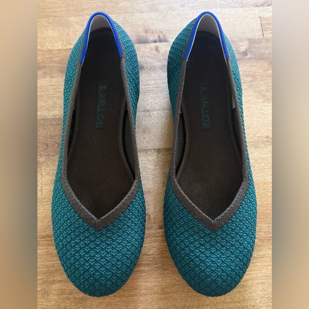 Rothy's Emerald Green Knit Flats Size 10